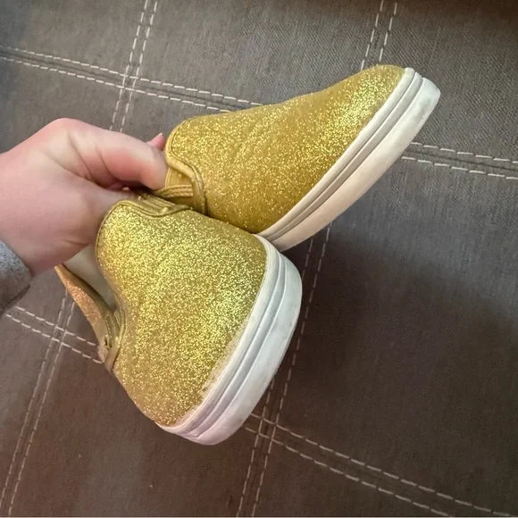 GUD⭐️ Gold Glitter Vans Slip On Lo Pros - Picture 6 of 7